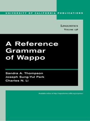 cover image of A Reference Grammar of Wappo